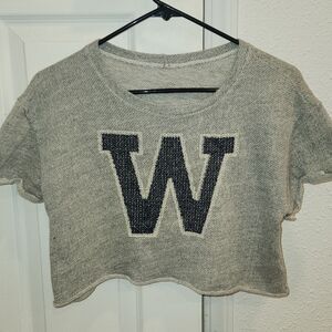 New Condition Gray Cropped Shirt with W Logo